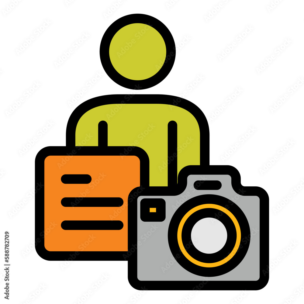 content creator icon with camera and script symbol content creator icon with camera and script symbol