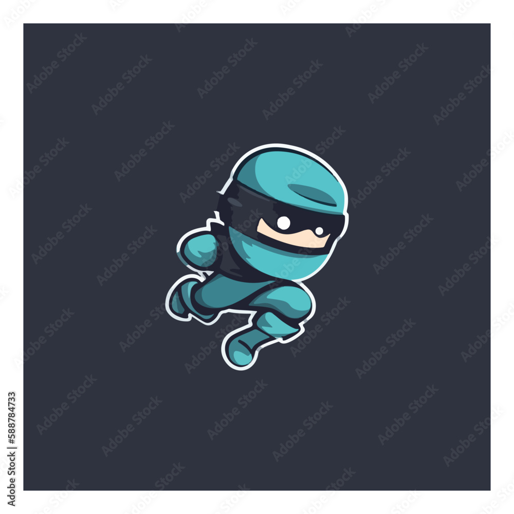 ninja boy simple modern logo