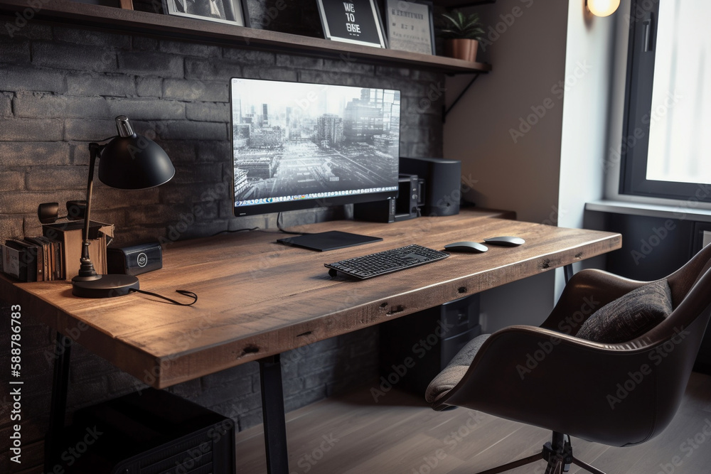 Modern workspace with minimalist aesthetics, representing a peaceful and organized work environment. Ai generated Modern workspace with minimalist aesthetics, representing a peaceful and organized work environment. Ai generated