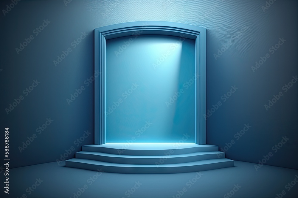 abstract blue background of an empty corner of the room. ai generative abstract blue background of an empty corner of the room. ai generative