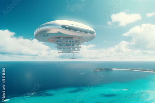 City in the Sky: AI-powered Flying Cities and Spaceships over the Azure Sea
