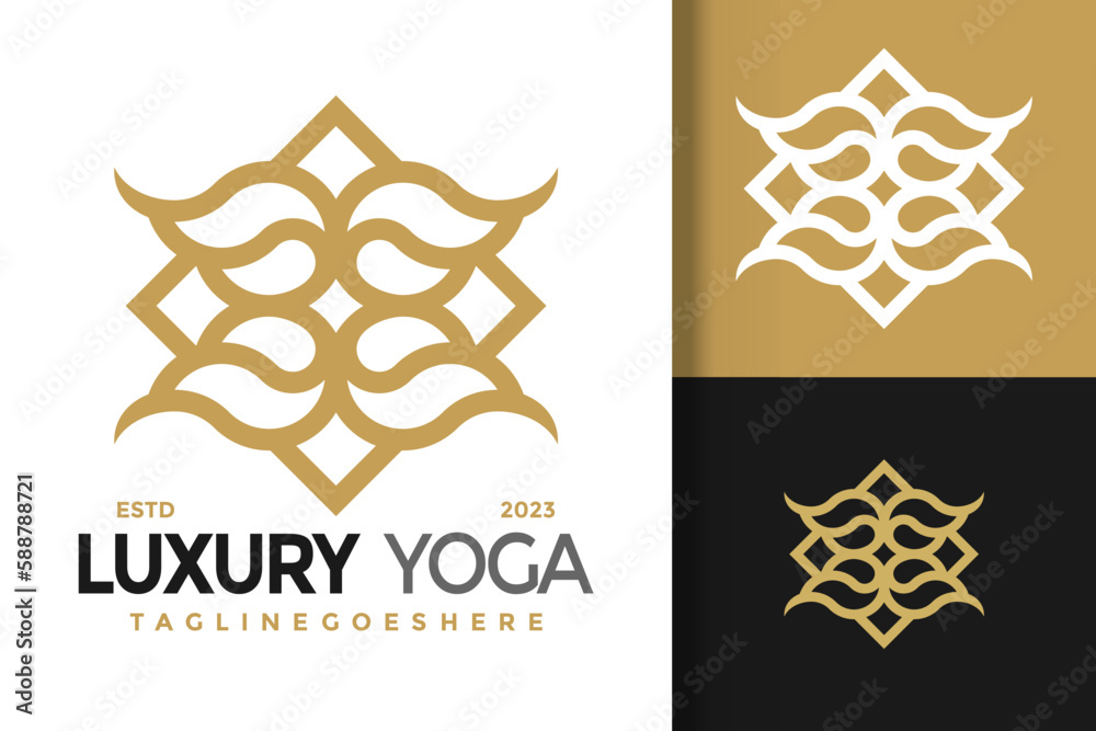 Luxury beauty Yoga logo vector icon illustration