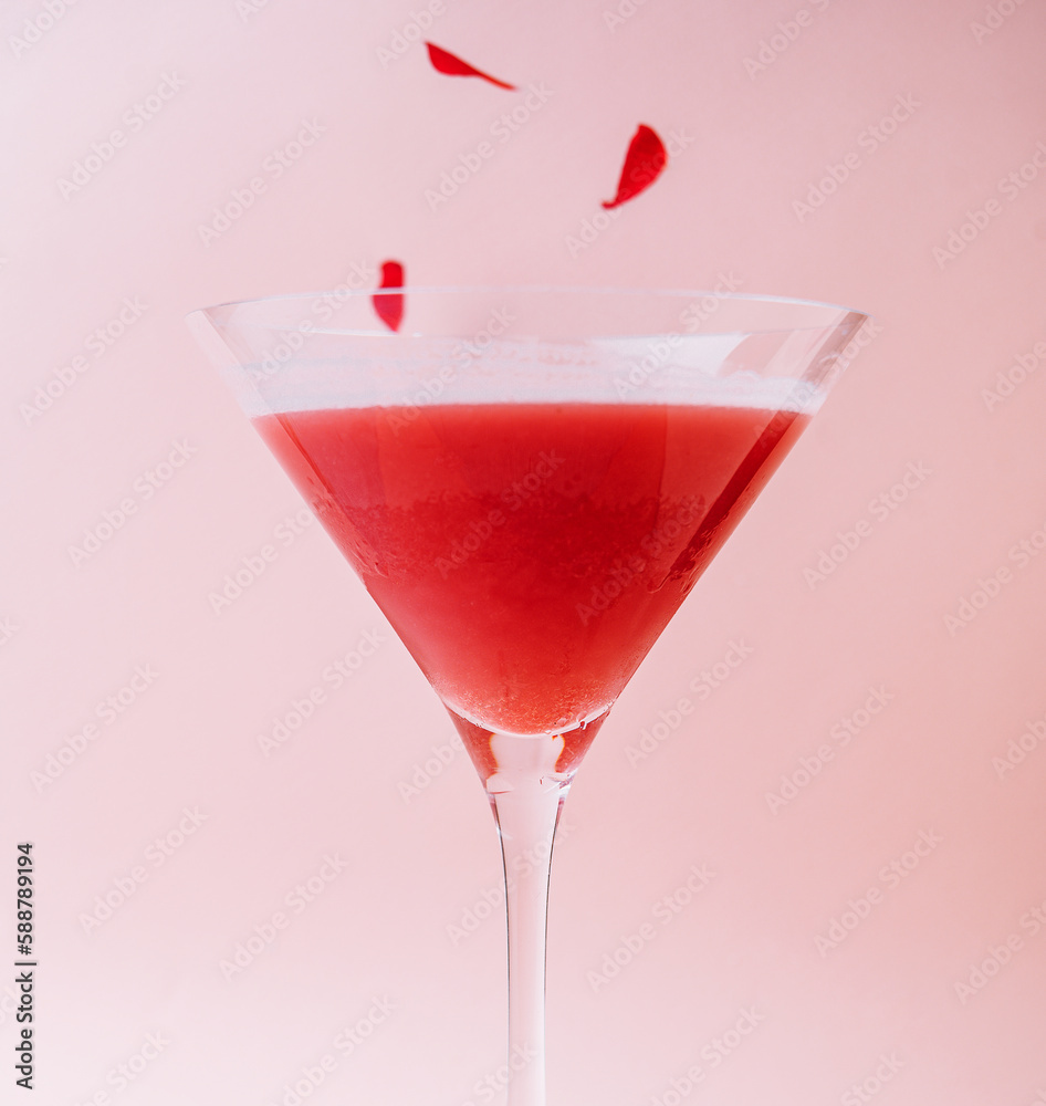Strawberry alcohol cocktail in martini glass Strawberry alcohol cocktail in martini glass