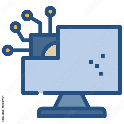 computer ai chip technology icon filled outline