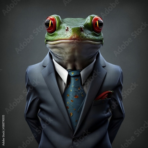 frog in the bussiness suit profesional