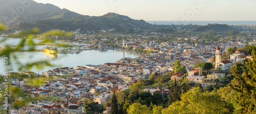Panorama view of the Zakynthos city on Zante island in Greece.