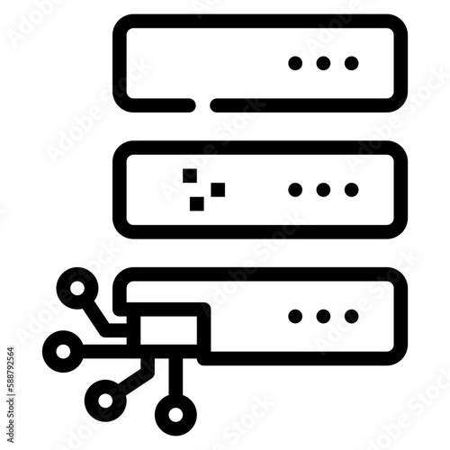 server storage ai chip technology data icon simple line