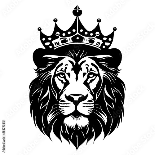 Sketch of a lion tattoo with a crown. A lion's head in an ornament.
