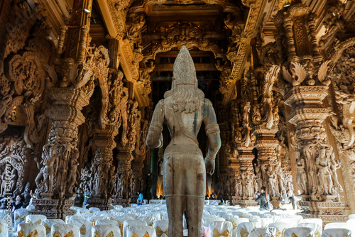 Beautiful Wooden Figures and Statues in the Sanctuary of Truth in Pattaya, Thailand photo