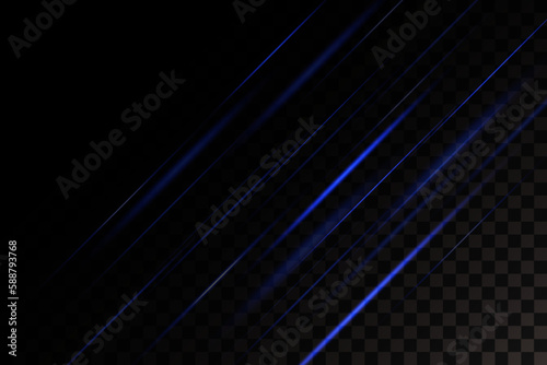 Set of lines, laser beams, bright light beams with sparkles and dust on a transparent background. vector illustration