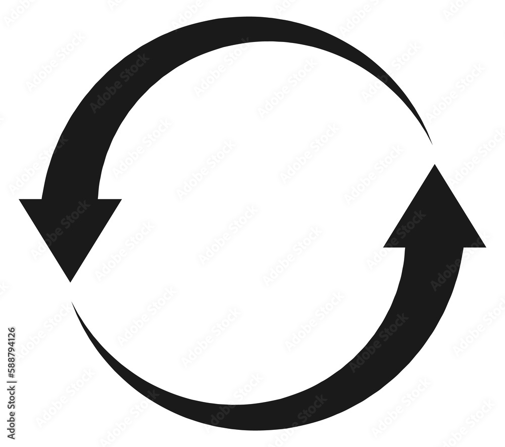 Cycle arrows symbol. Black round restart sign Cycle arrows symbol. Black round restart sign