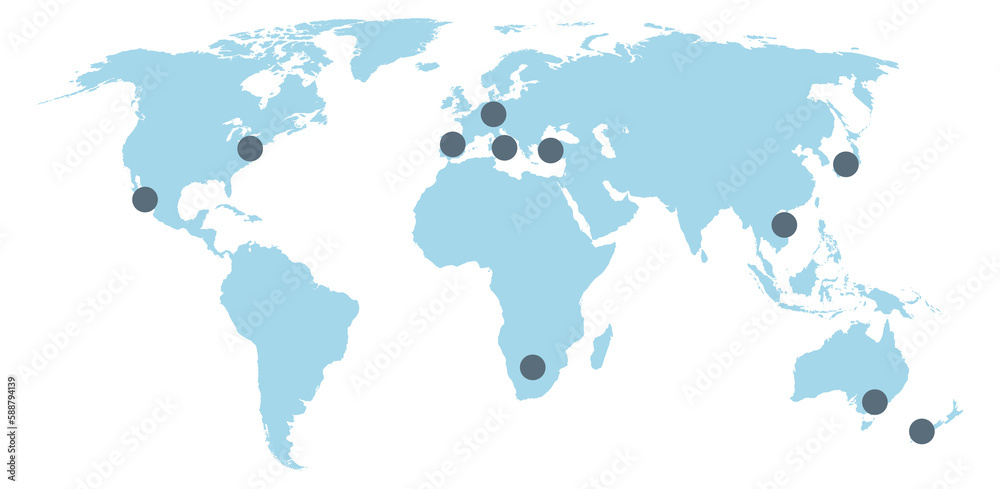 Obraz premium World map with location point. Global infographic element