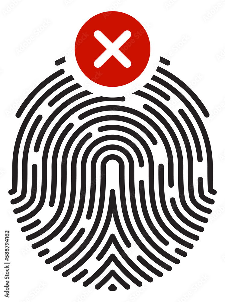 Wrong fingerprint scan. Identity recognition failed icon