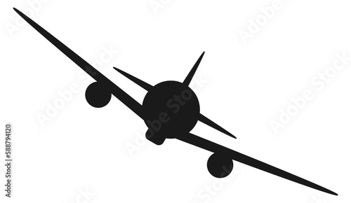 Black plane silhouette. Airplane symbol. Flight icon
