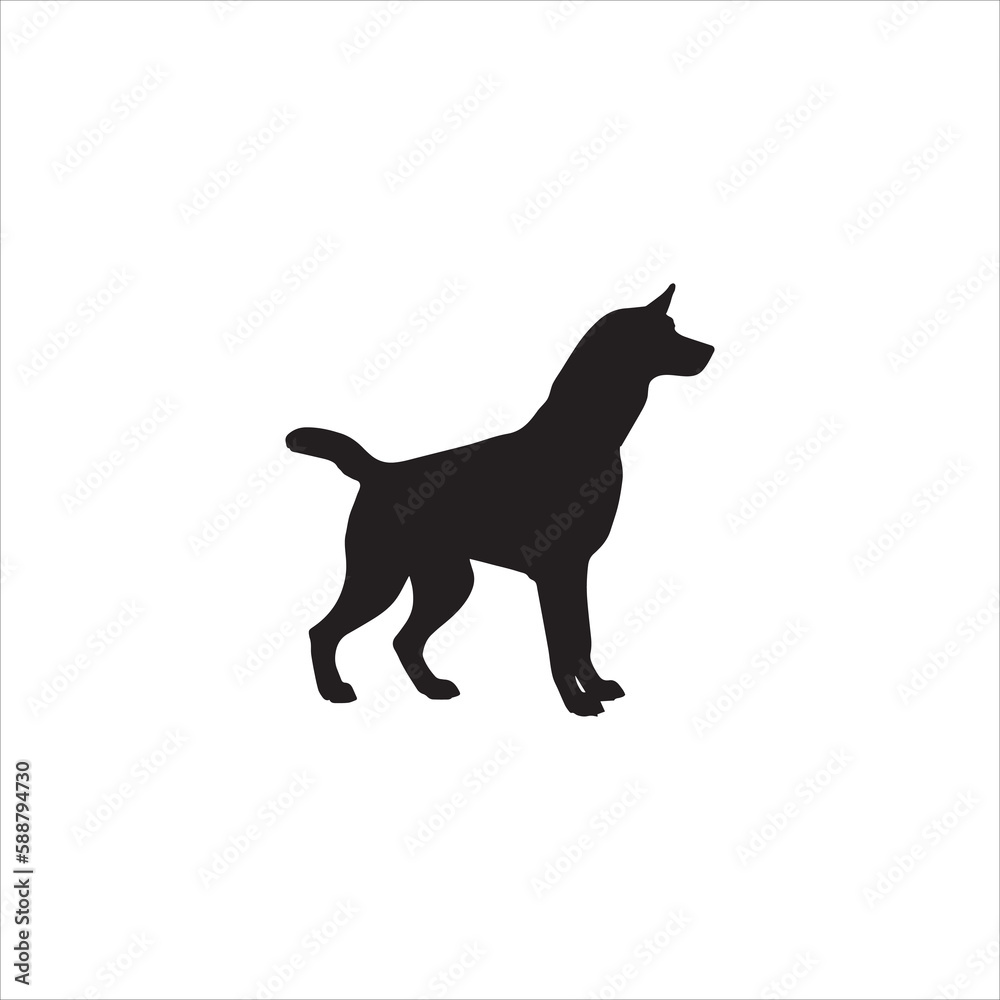 A cute dog silhouette vector art.