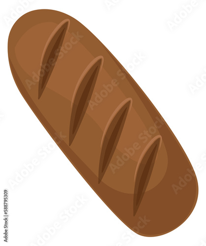 Ciabatta cartoon icon. Rye bread loaf. Bakery product photo
