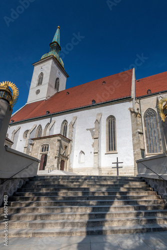 Photography old and new architecture on the streets of bratislava in slovakia
