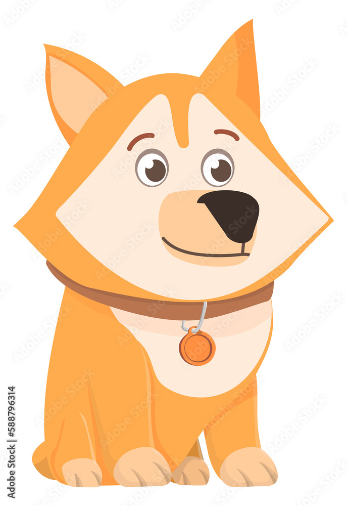 Cute dog in collar. Funny puupy. Cartoon pet Cute dog in collar. Funny puupy. Cartoon pet