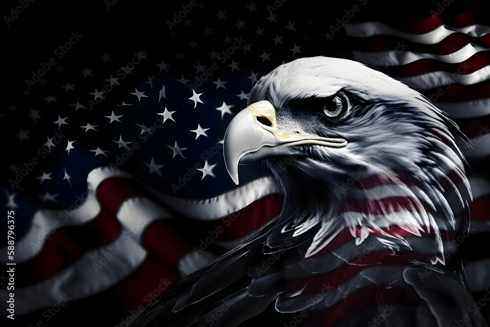 Eagle and Flag United State of America on Sky Background Independence Day  Stock Image  Image of eagle striped 275980389