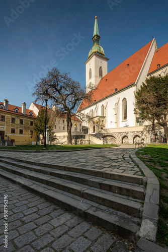 Photography old and new architecture on the streets of bratislava in slovakia