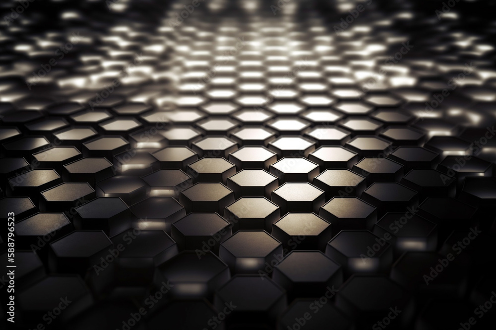 Beautiful metal hexagonal futuristic abstract shapes wallpaper background design texture pattern. Decorative metallic design decoration. Ai generated Beautiful metal hexagonal futuristic abstract shapes wallpaper background design texture pattern. Decorative metallic design decoration. Ai generated
