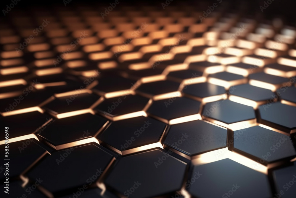 Beautiful metal hexagonal futuristic abstract shapes wallpaper background design texture pattern. Decorative metallic design decoration. Ai generated Beautiful metal hexagonal futuristic abstract shapes wallpaper background design texture pattern. Decorative metallic design decoration. Ai generated