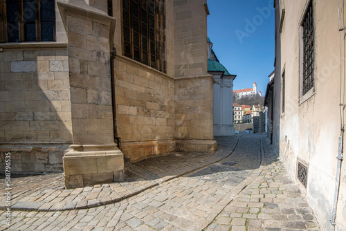 Photography old and new architecture on the streets of bratislava in slovakia