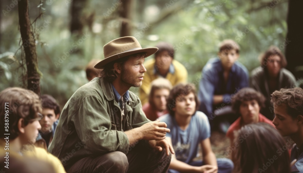 A person educating others about environmental conservation, such as giving a talk or leading a workshop. Generative AI A person educating others about environmental conservation, such as giving a talk or leading a workshop. Generative AI