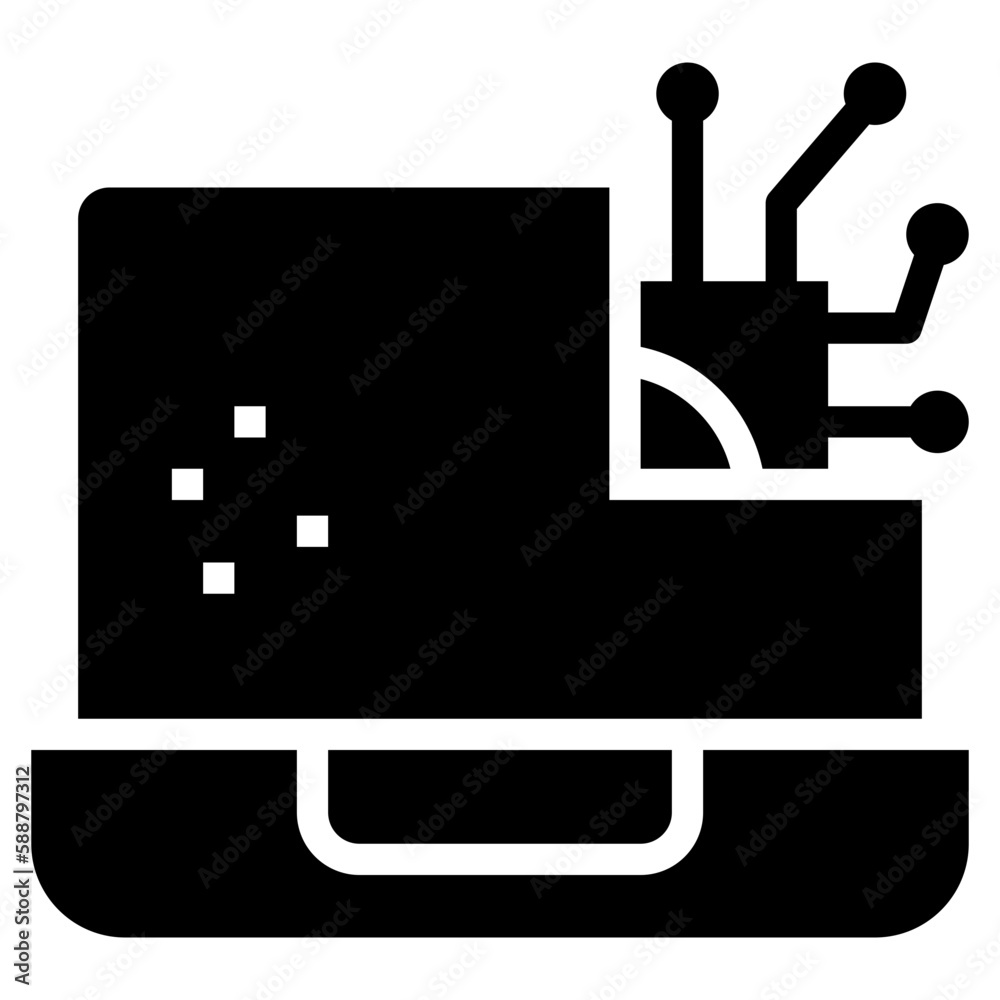 Obraz premium laptop ai technology icon solid glyph