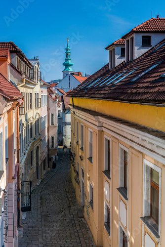 Photography old and new architecture on the streets of bratislava in slovakia