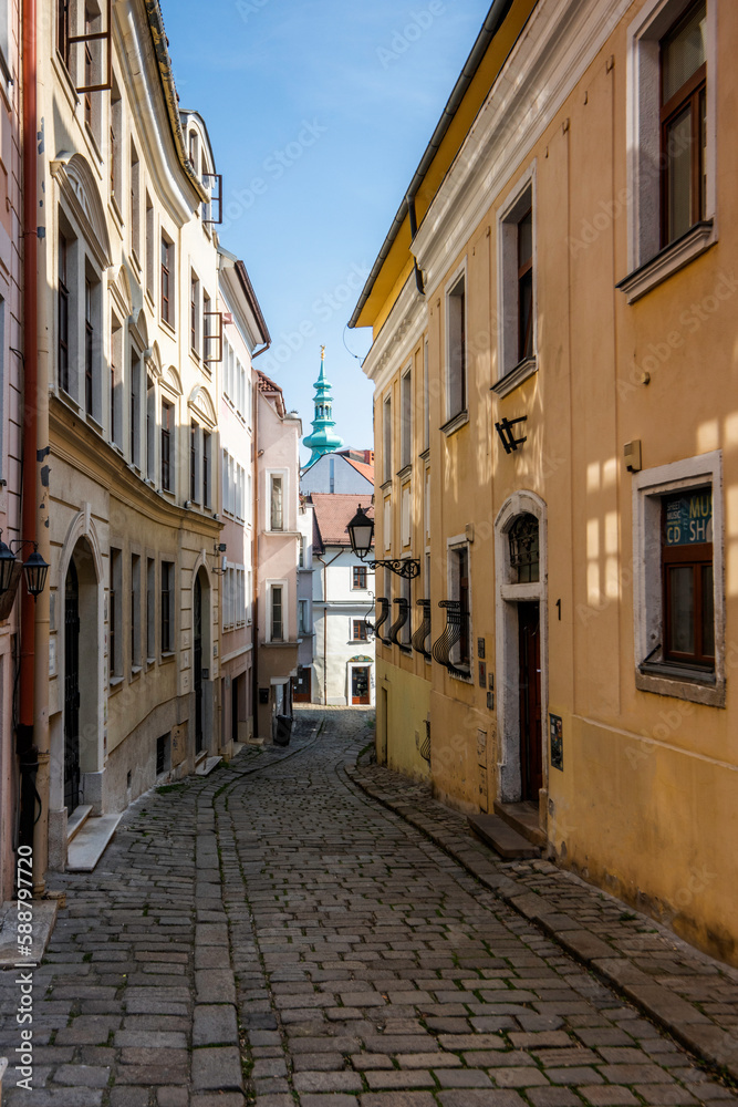 old and new architecture on the streets of bratislava in slovakia