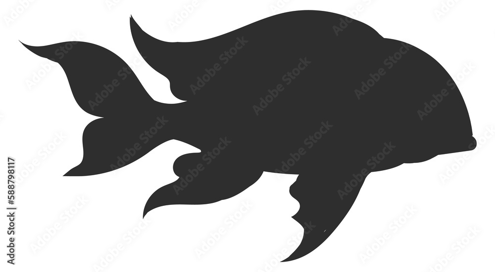 Aquarium fish black silhouette. Tropical underwater fauna Aquarium fish black silhouette. Tropical underwater fauna