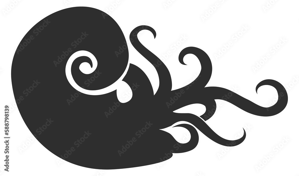 Nautilus black silhouette. Sea animal. Underwater fauna Nautilus black silhouette. Sea animal. Underwater fauna