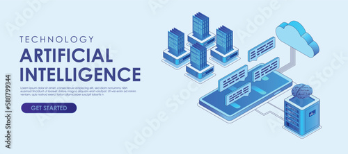 technology artificial intelligence Isometric vector