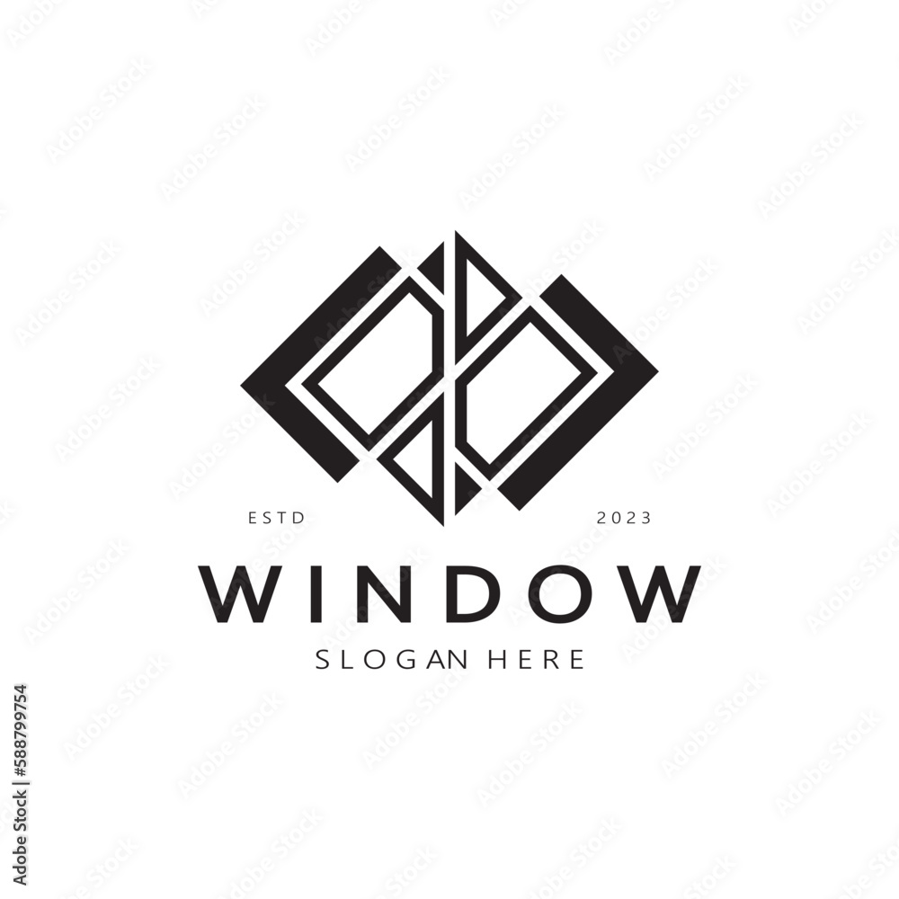 simple window logo, design for, interior, construction, architecture, property business, vector simple window logo, design for, interior, construction, architecture, property business, vector