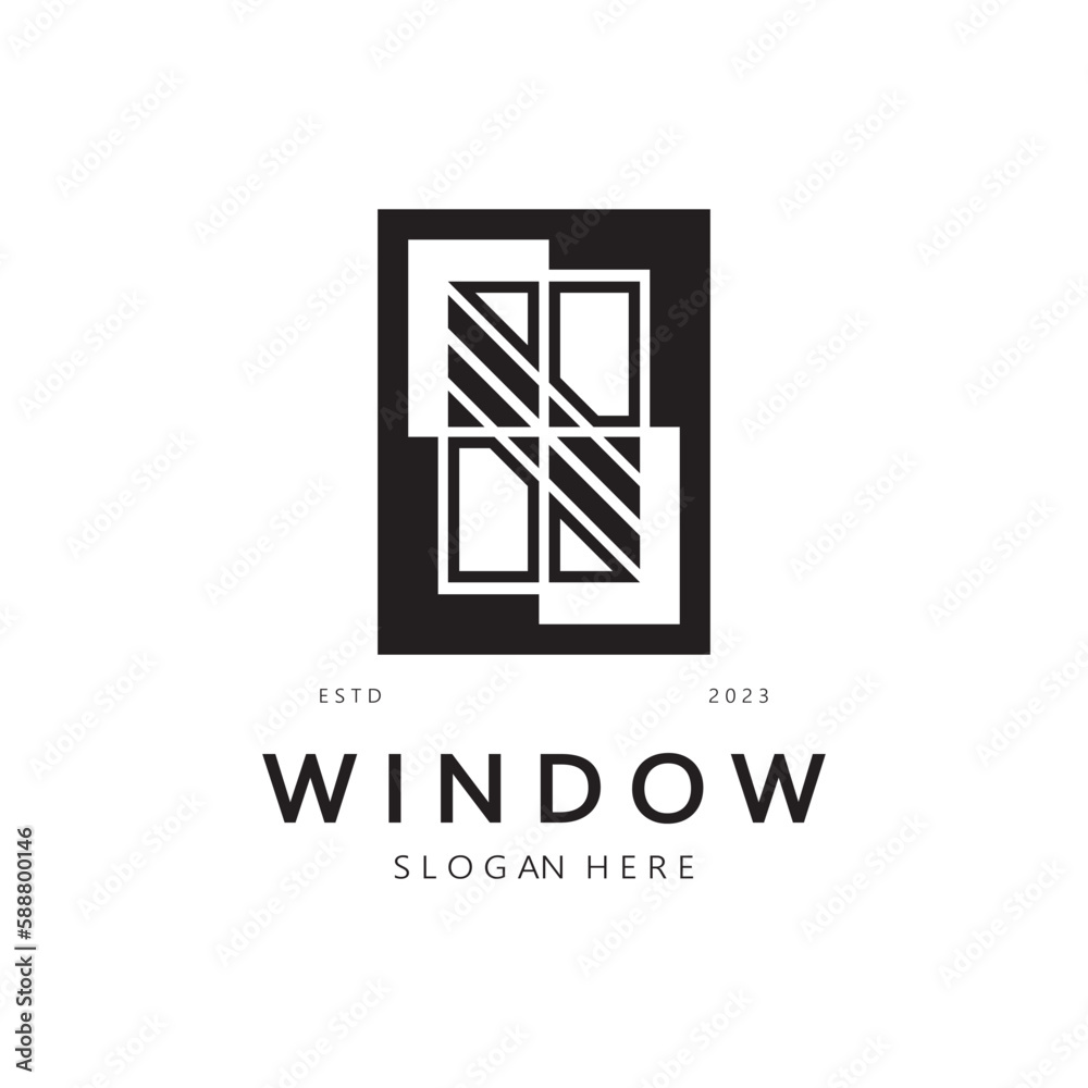 simple window logo, design for, interior, construction, architecture, property business, vector simple window logo, design for, interior, construction, architecture, property business, vector