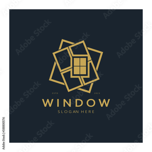 simple window logo, design for, interior, construction, architecture, property business, vector