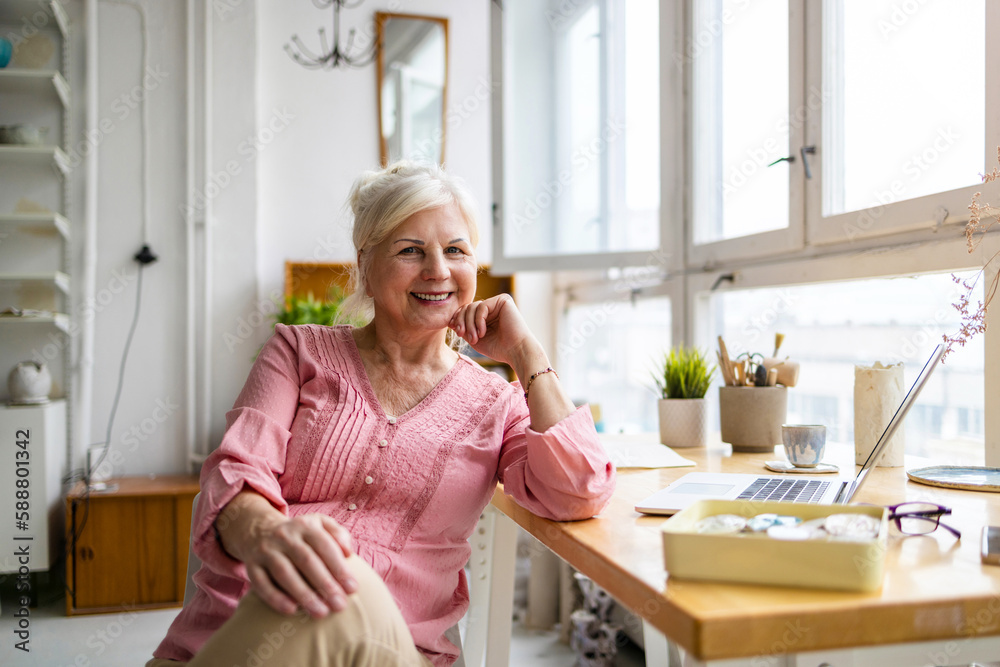 Portrait of smiling mature businesswoman working in an office
Portrait of smiling mature businesswoman working in an office
