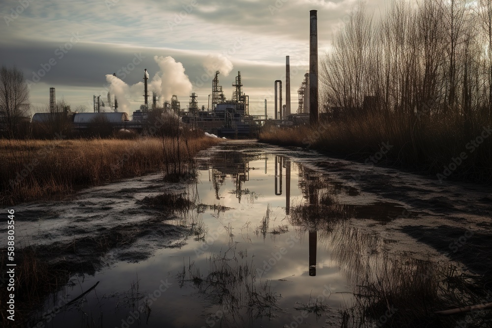 Obraz premium factory with smoky chimneys