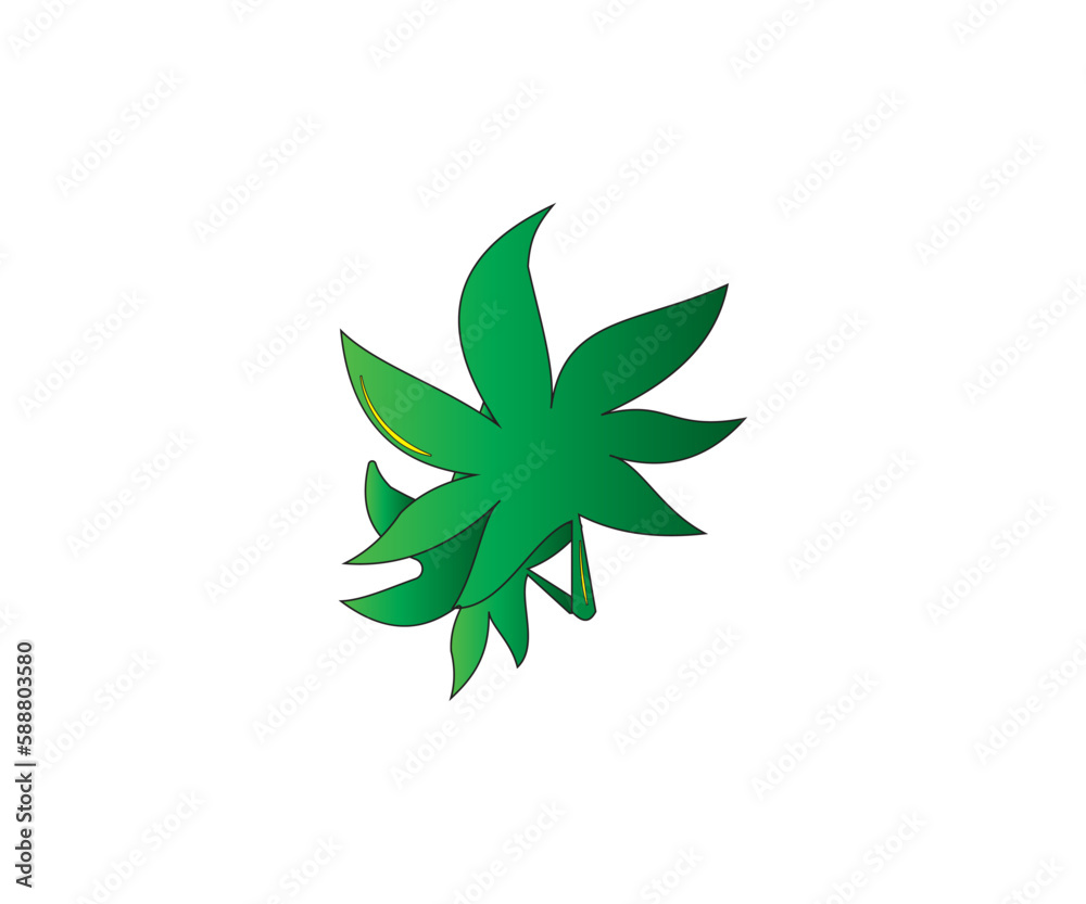 leaf vector illustration, leaf logo, weed logo, green logo