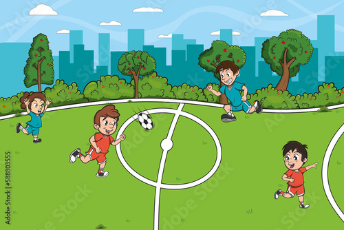 niños jugando futbol copia photo