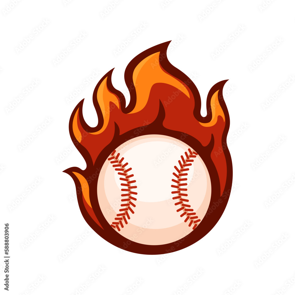 Naklejka premium Baseball Ball Fire Sport Mascot Logo Symbol cartoon illustration vector