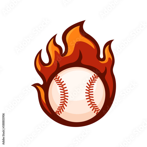 Baseball Ball Fire Sport Mascot Logo Symbol cartoon illustration vector