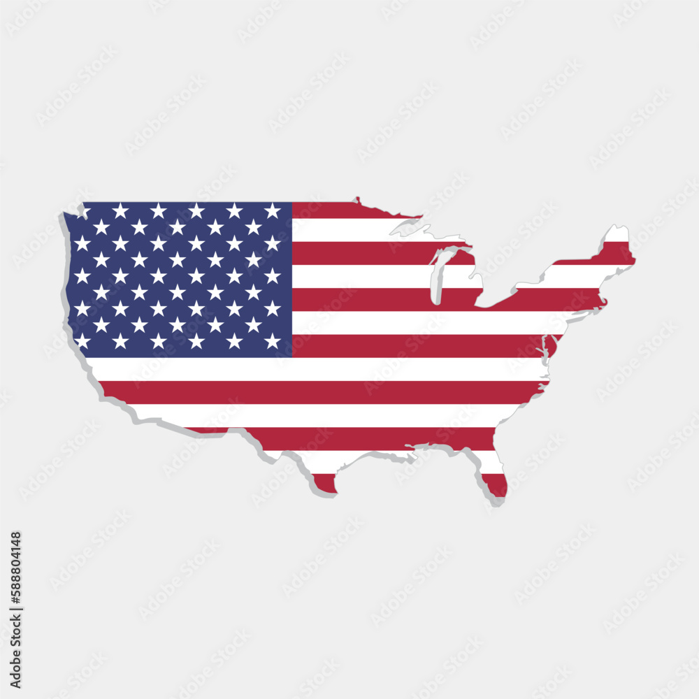 united states of america map with flag on gray background united states of america map with flag on gray background