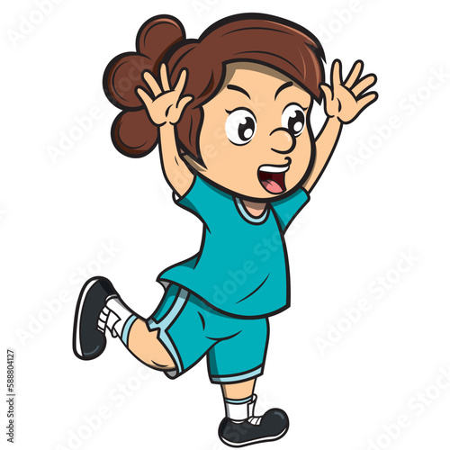 Niña deportista dibujo vectorial.