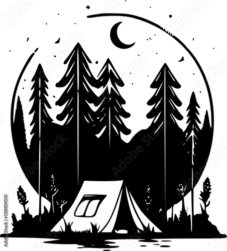 Camp - Minimalist and Flat Logo - Vector illustration