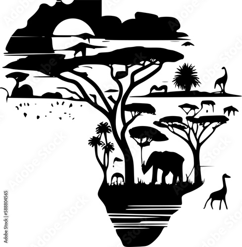Africa - Black and White Isolated Icon - Vector illustration