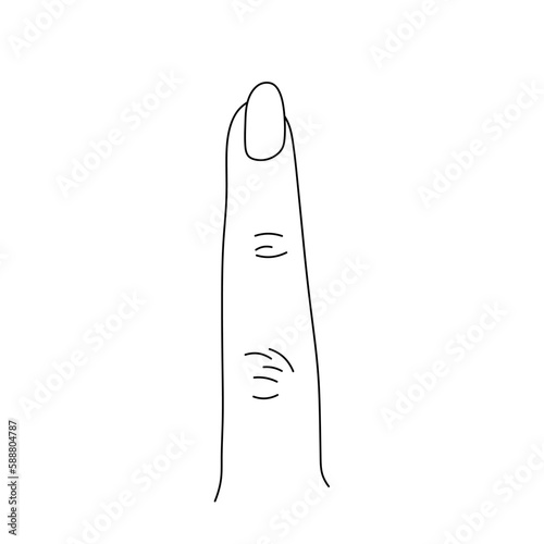 Vector isolated one single woman index finger with nail  colorless black and white contour line easy drawing