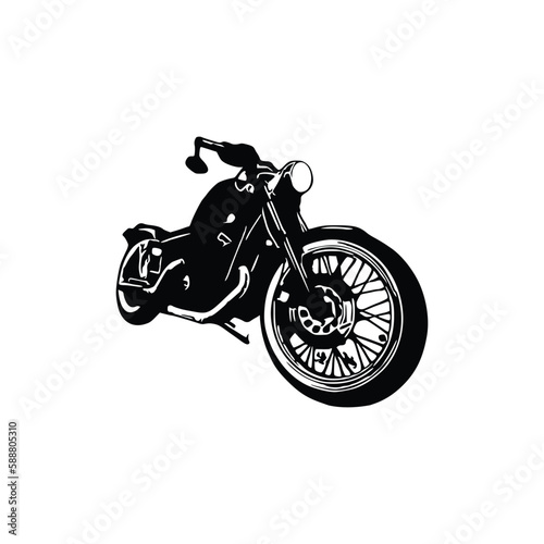 Motorcycle silhouette Vector. Flat style. Side view  illustration