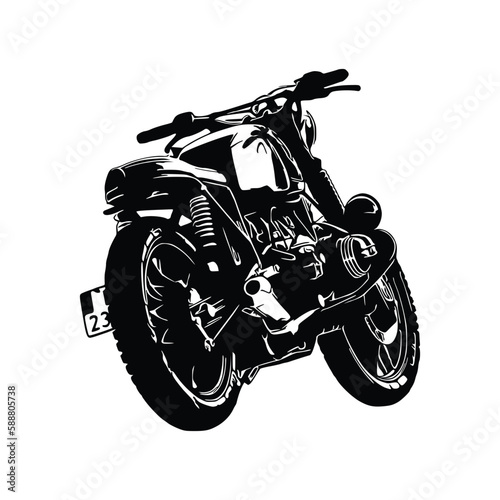 Motorcycle silhouette Vector. Flat style. Side view, illustration